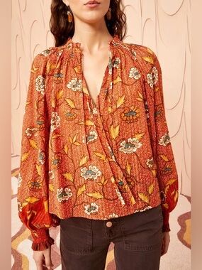 Ulla Johnson Kaitlyn Blouse in Amaryllis Size 4